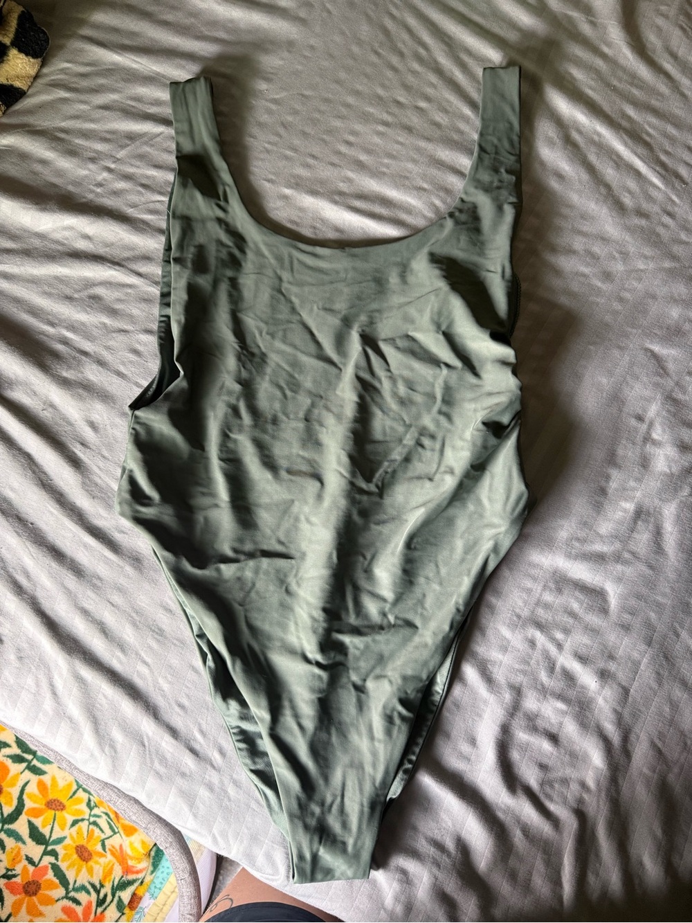 aerie Olive Green Scoop Back One-Piece Swimsuit - Picture 2 of 4